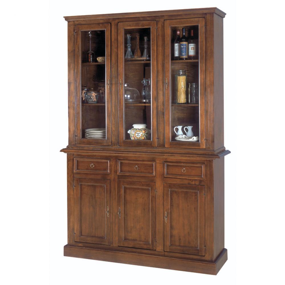 dl986 bufet mesciansky elegantny preskleny vitrinsky skrina masivne drevo country toskansky obyvacia izba kniznica ulozisko bufet vitrina hneda mediteransky toscana nabytok detska izba kuchyna.jpg
